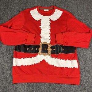 Santa Suit Christmas Crewneck Sweatshirt Mens Size L Light Up Holiday Time Red